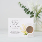 Coffee Theme New Address Notification Postkarte (Stehend Vorderseite)