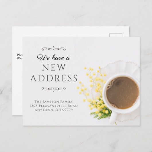 Coffee Theme New Address Notification Postkarte (Vorne/Hinten)