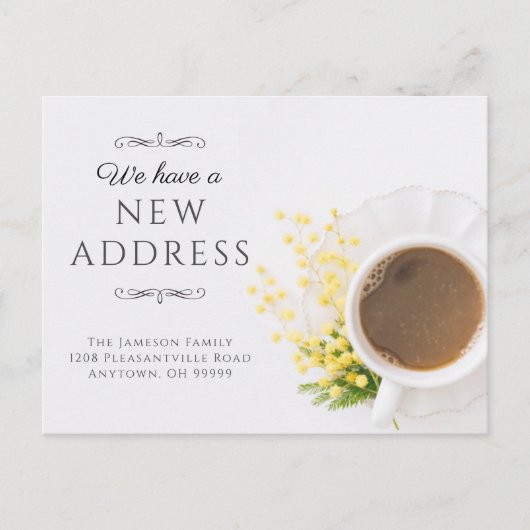 Coffee Theme New Address Notification Postkarte (Vorderseite)