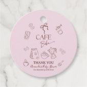 Coffee Theme Pink Bow Cafe Bebe Girl Baby Shower Geschenkanhänger (Vorderseite)