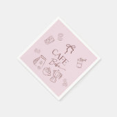 Coffee Theme Pink Bow Cafe Bebe Girl Baby Shower Serviette (Ecke)