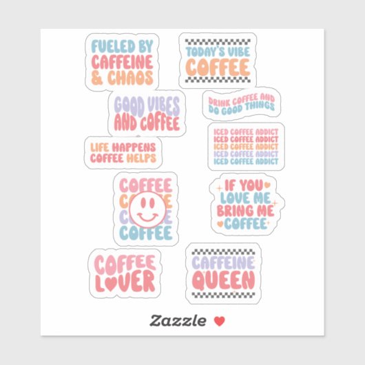 Coffee Theme Quotes Retro Ästhetik Aufkleber (Blatt)