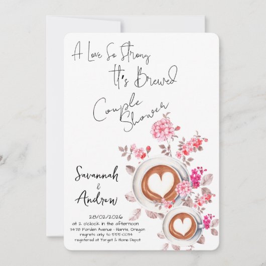 Coffee Themed Couple Shower Invitation Einladung (Vorderseite)