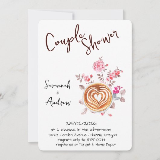 Coffee Themed Couple Shower Invitation Einladung (Vorderseite)