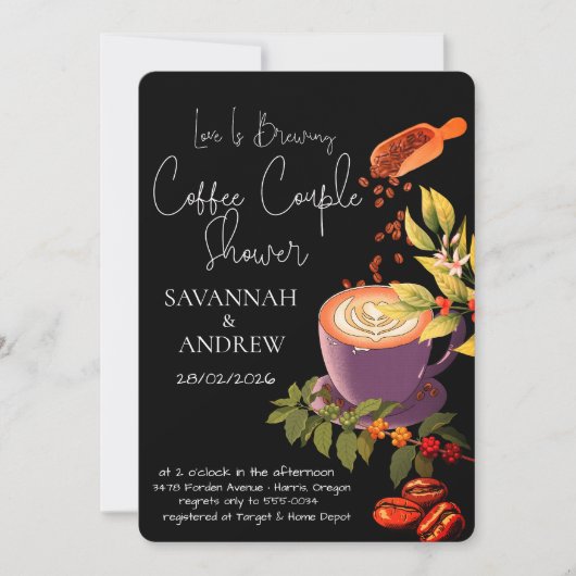 Coffee Themed Couple Shower Invitation Einladung (Vorderseite)