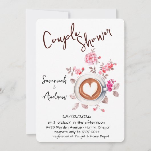 Coffee Themed Couple Shower Invitation Einladung (Vorderseite)