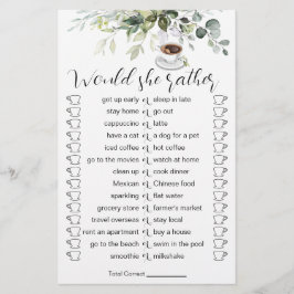 Coffee Themed Dusche Brautparty Game Card Flyer