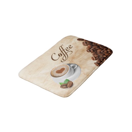 Coffee Themed Memory Foam Bath Mat Badematte (Schrägansicht)