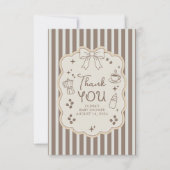 Coffee Themed Whimsical Baby Shower Dankeskarte (Vorderseite)