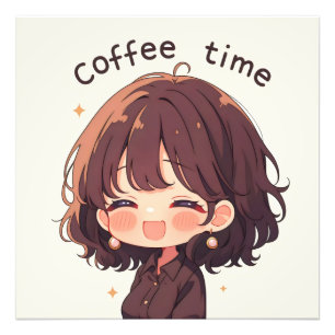 Coffee Time Anime Frau Fotodruck