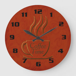 Coffee Time Beautiful Elegant Kitchen Große Wanduhr