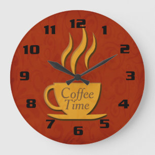 Coffee Time Beautiful Elegant Kitchen Große Wanduhr