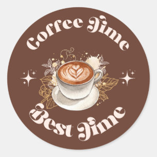 Coffee Time Best Time Retro Latte Aufkleber