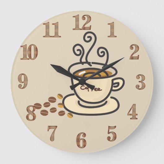 Coffee Time Coffee Lovers Clock Große Wanduhr (Vorderseite)