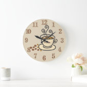 Coffee Time Coffee Lovers Clock Große Wanduhr (Zuhause)