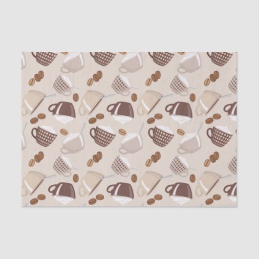 Coffee Time Cups Brown Grains Caffeine Lover Drink Seidenpapier (Vorderseite)