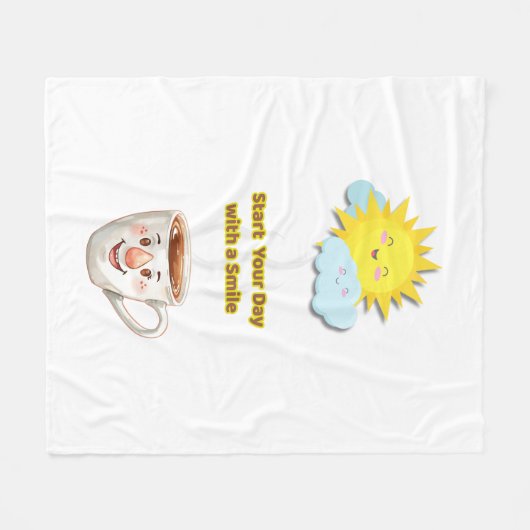 Coffee Time – Cute Smiling Cup Fleecedecke (Vorderseite (Horizontal))