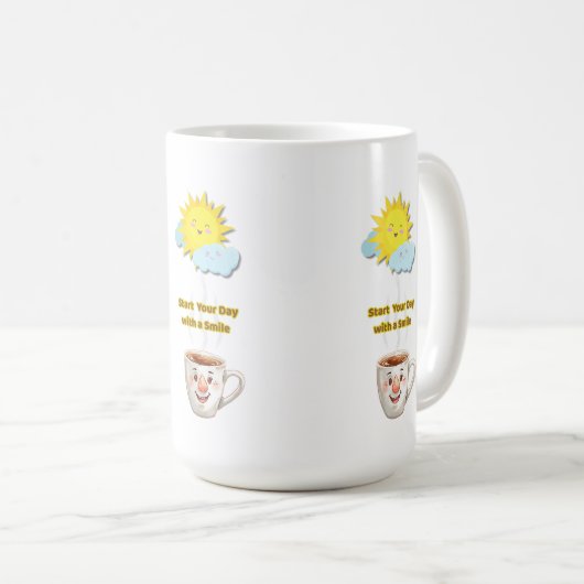 Coffee Time – Cute Smiling Cup Kaffeetasse (VorderseiteRechts)
