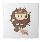 **Coffee Time – Cute Smiling Cup Steam Fliese (Vorderseite)