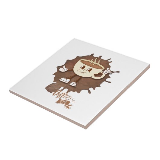 **Coffee Time – Cute Smiling Cup Steam Fliese (Seite)