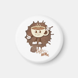 **Coffee Time – Cute Smiling Cup Steam Magnet