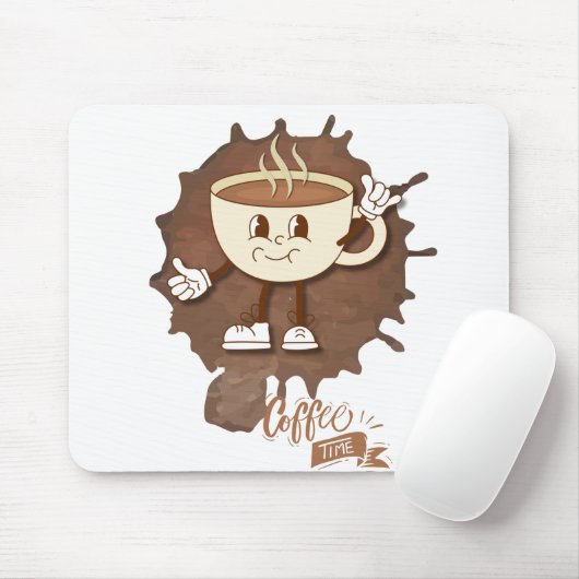 **Coffee Time – Cute Smiling Cup Steam  Mousepad (Mit Mouse)