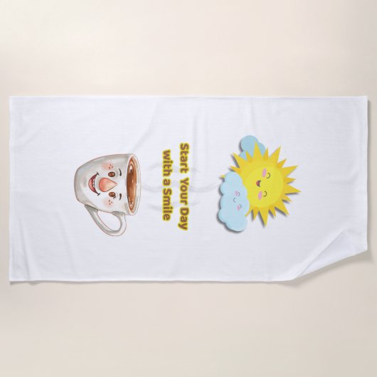 Coffee Time – Cute Smiling Cup Strandtuch (Vorderseite)