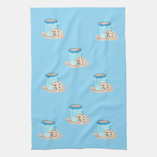 Coffee Time Freunde Blaue Edition Geschirrtuch (Vertikal)