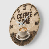 Coffee Time Große Wanduhr (Winkel)