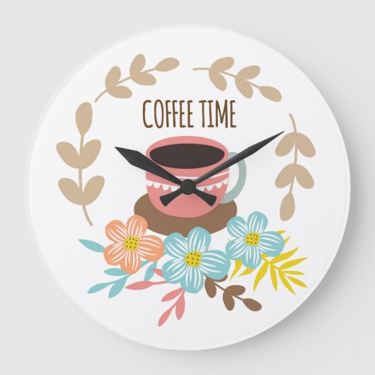 Coffee Time Große Wanduhr (Vorderseite)