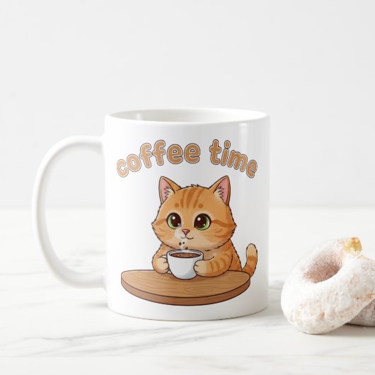 Coffee Time Kitty Mug | Gift For Cat Lovers Kaffeetasse (Mit Donut)