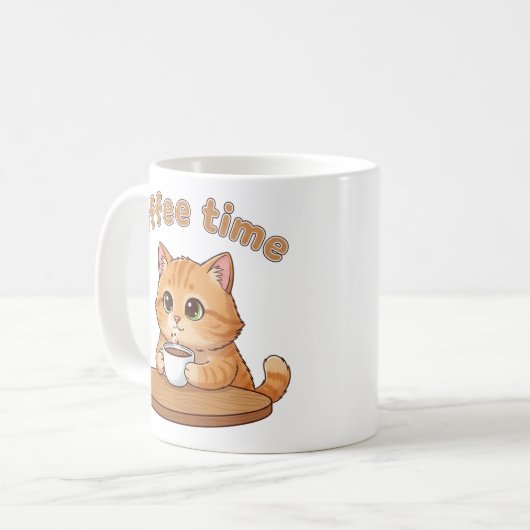 Coffee Time Kitty Mug | Gift For Cat Lovers Kaffeetasse (Vorderseite Links)