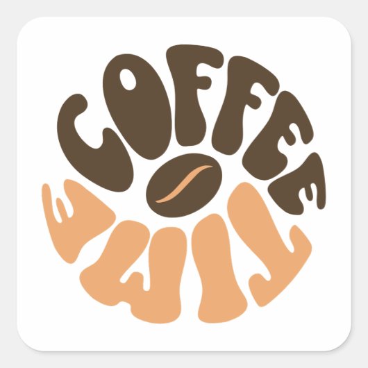Coffee Time - Morgenkaffee Quadratischer Aufkleber (Vorderseite)