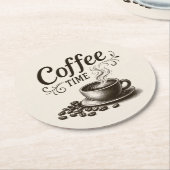 Coffee Time-Papierservietten Runder Pappuntersetzer (Angewinkelt)