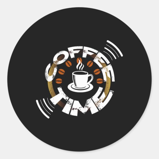 Coffee Time Runder Aufkleber (Vorderseite)