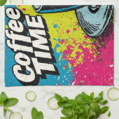 "Coffee Time" Vibranding Pop Art Tasse Design Geschirrtuch (Gefaltet)