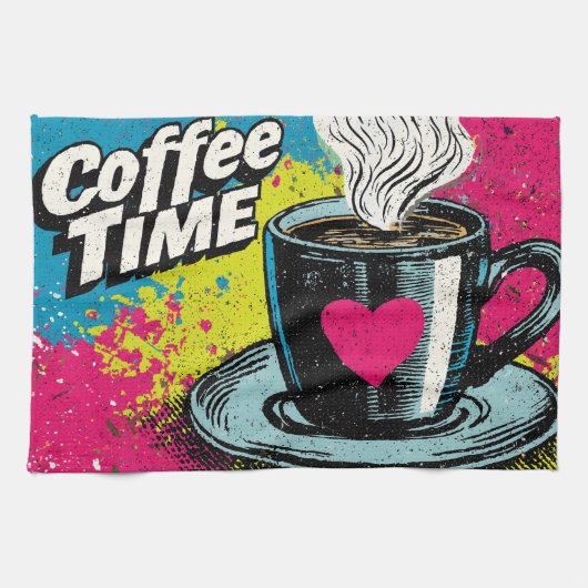 "Coffee Time" Vibranding Pop Art Tasse Design Geschirrtuch (Horizontal)