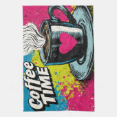 "Coffee Time" Vibranding Pop Art Tasse Design Geschirrtuch (Vertikal)