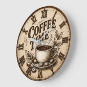 Coffee Time Vintage Rustic Große Wanduhr (Winkel)