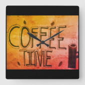 Coffee Time Wall Clock Quadratische Wanduhr (Vorderseite)