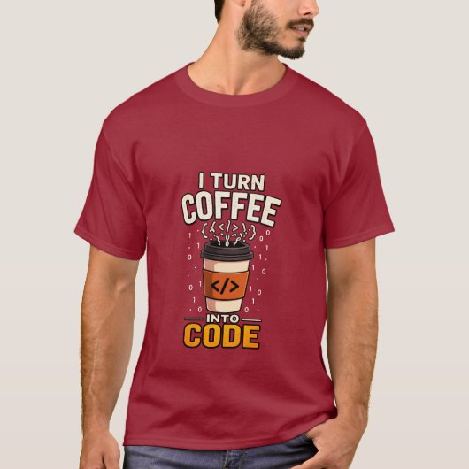 Coffee to Code Programmierer-Shirt T-Shirt (Vorderseite)