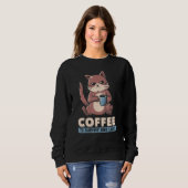 Coffee To Survive Nine Lives Angry Cat Pun Coffee Sweatshirt (Vorne ganz)