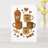 Coffee Valentine Day Love Knitted Hearts Hugs Karte (Gelbe Blume)