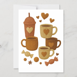 Coffee Valentine Day Love Knitted Hearts Hugs Magneteinladung
