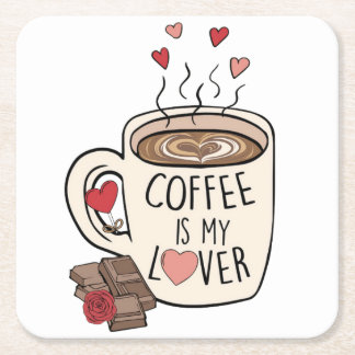 Coffee Valentine | Valentingeschenk | Valentinstag Rechteckiger Pappuntersetzer