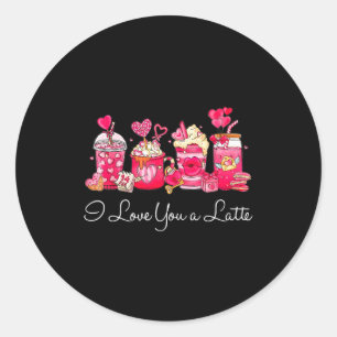 Coffee-Valentins-Shirt Ich liebe dich ein Latte Runder Aufkleber