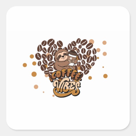 coffee vibes design quadratischer aufkleber (Vorderseite)