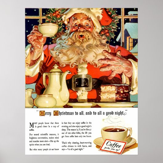 "COFFEE W SANTA" WERBUNG CUSTOM POSTEM POSTER (Vorne)