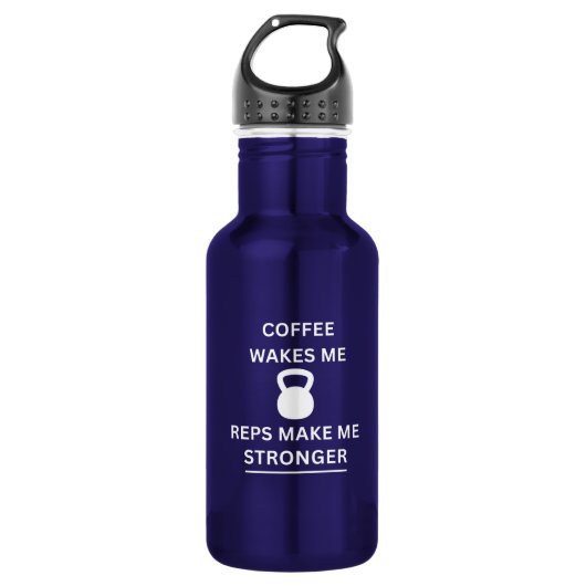 Coffee Wakes Me Reps Make Me Stronger Water Bottle Edelstahlflasche (Vorderseite)