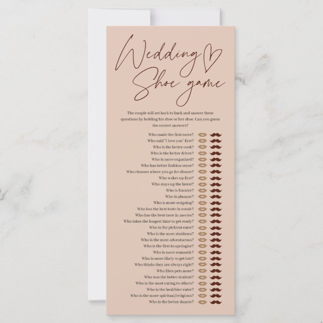 Coffee Wedding Shoe Game Brautparty (Vorderseite)